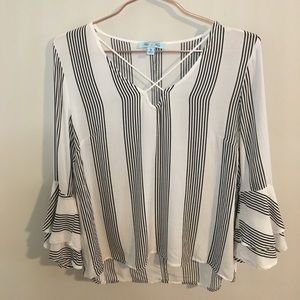 Women's Black and White Striped Blouse